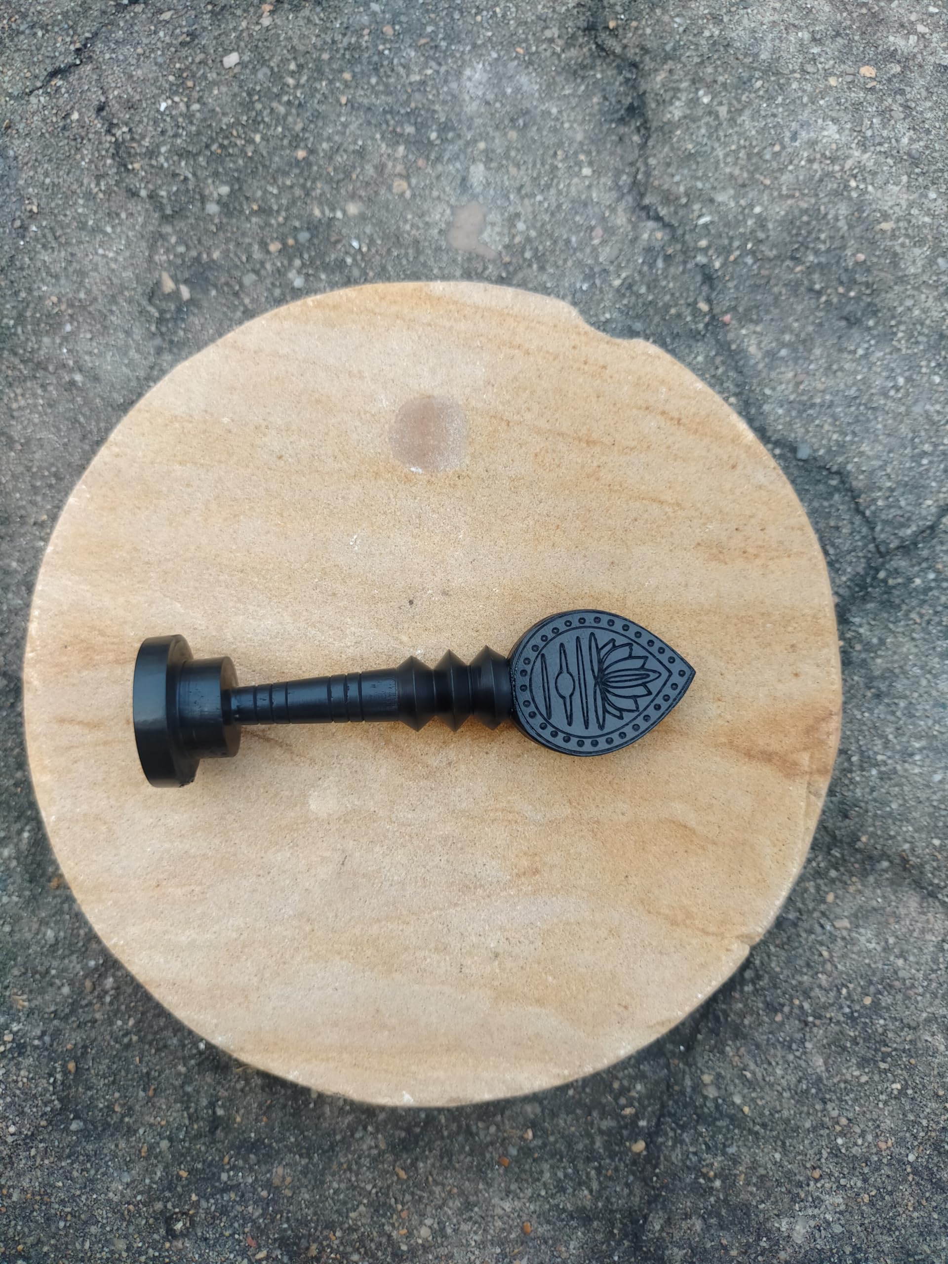 Kc Products Karungali Vel 3 Inch With Stand - Murugan Vel Lord Karthikeya Ebony Wood For Pooja, Car Dashboard, Home Decor